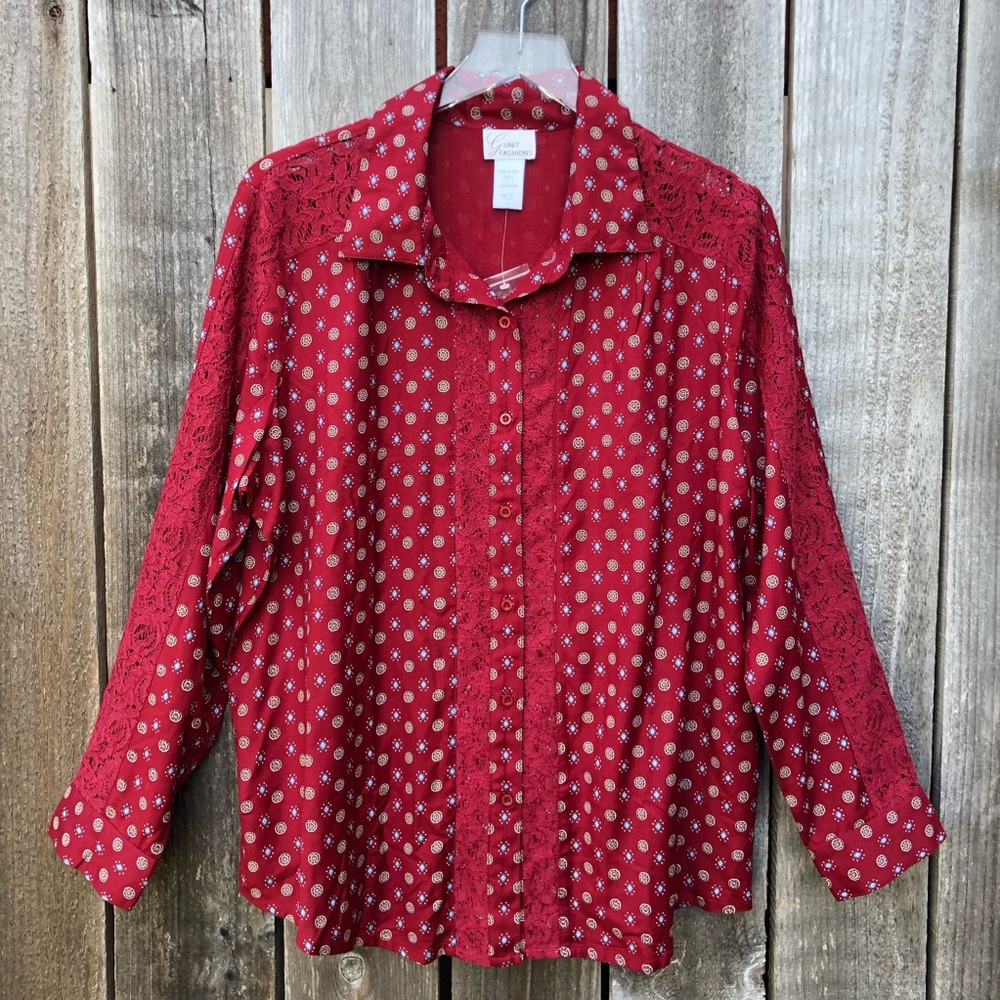 GUnit Fashions L/S Red Button Down Blouse PL